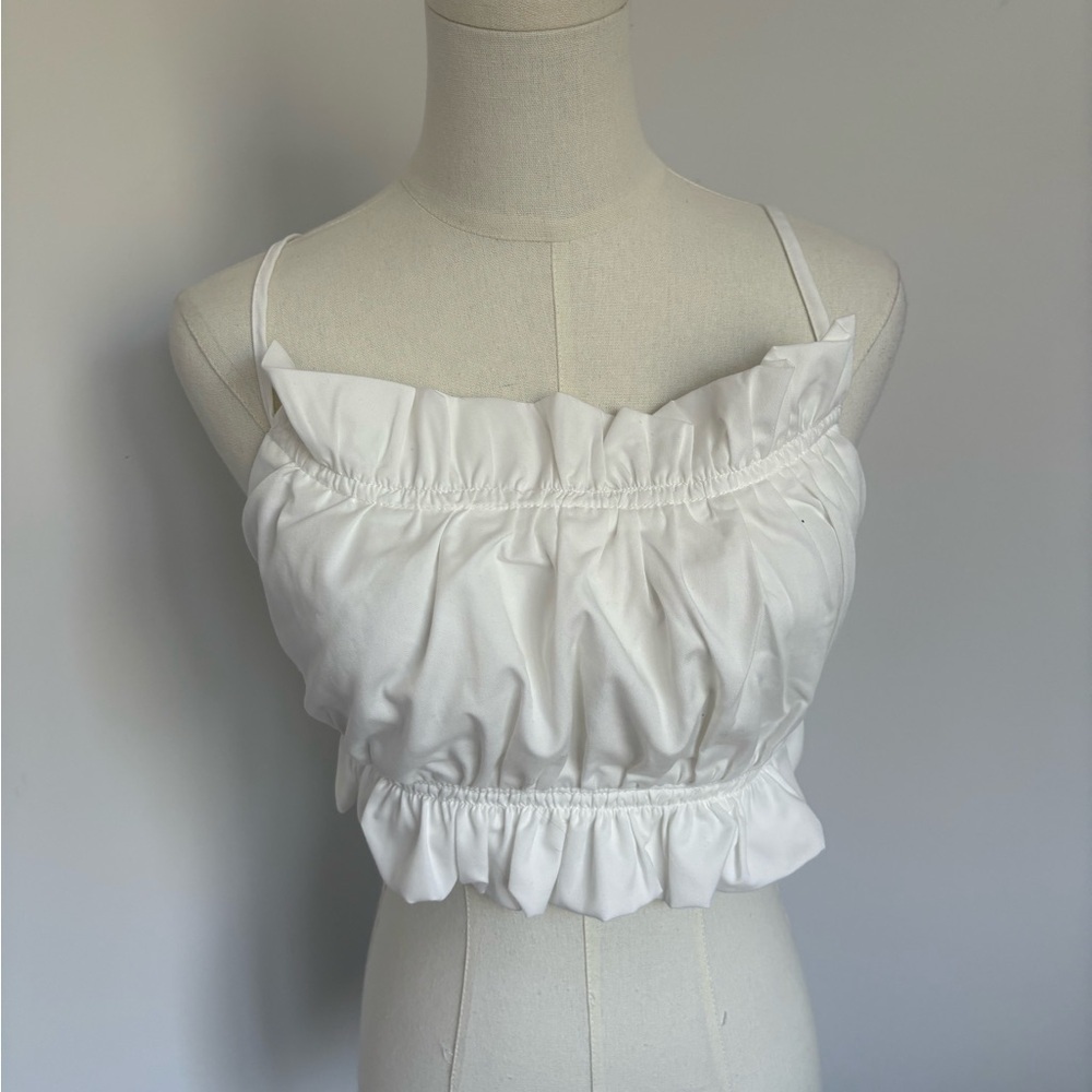 White Ruffled Women's Top